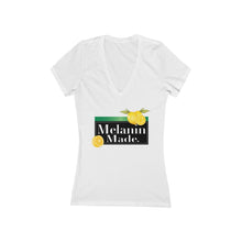 Load image into Gallery viewer, Melanin Made Women's Jersey Short Sleeve Deep V-Neck Tee