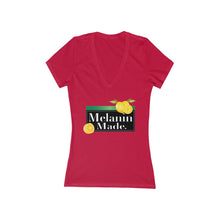 Load image into Gallery viewer, Melanin Made Women's Jersey Short Sleeve Deep V-Neck Tee