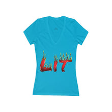 Load image into Gallery viewer, Women's Lit Jersey Short Sleeve Deep V-Neck Tee
