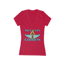 Load image into Gallery viewer, Melanin Goddess  Women's Jersey Short Sleeve Deep V-Neck Tee