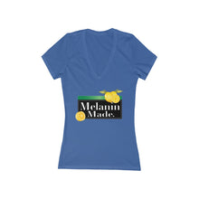Load image into Gallery viewer, Melanin Made Women's Jersey Short Sleeve Deep V-Neck Tee