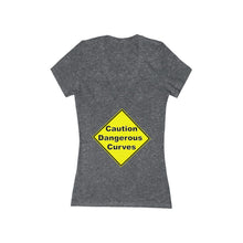 Load image into Gallery viewer, Caution dangerous curves Women's Jersey Short Sleeve Deep V-Neck Tee