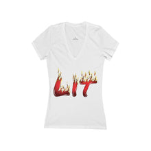 Load image into Gallery viewer, Women's Lit Jersey Short Sleeve Deep V-Neck Tee