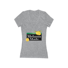 Load image into Gallery viewer, Melanin Made Women's Jersey Short Sleeve Deep V-Neck Tee
