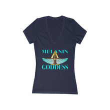 Load image into Gallery viewer, Melanin Goddess  Women's Jersey Short Sleeve Deep V-Neck Tee
