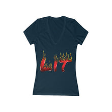 Load image into Gallery viewer, Women's Lit Jersey Short Sleeve Deep V-Neck Tee