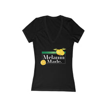 Load image into Gallery viewer, Melanin Made Women's Jersey Short Sleeve Deep V-Neck Tee