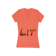 Load image into Gallery viewer, Women's Lit Jersey Short Sleeve Deep V-Neck Tee