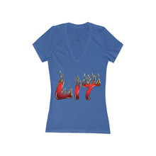 Load image into Gallery viewer, Women's Lit Jersey Short Sleeve Deep V-Neck Tee