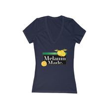 Load image into Gallery viewer, Melanin Made Women's Jersey Short Sleeve Deep V-Neck Tee