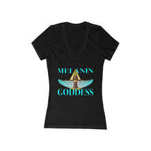 Load image into Gallery viewer, Melanin Goddess  Women's Jersey Short Sleeve Deep V-Neck Tee