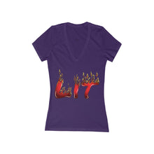 Load image into Gallery viewer, Women's Lit Jersey Short Sleeve Deep V-Neck Tee