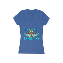 Load image into Gallery viewer, Melanin Goddess  Women's Jersey Short Sleeve Deep V-Neck Tee