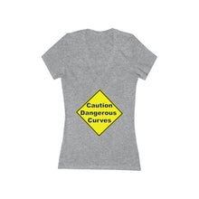 Load image into Gallery viewer, Caution dangerous curves Women's Jersey Short Sleeve Deep V-Neck Tee