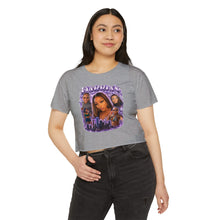 Load image into Gallery viewer, Festival Crop Top — Purple Photo Collage ‘Peyprian’ Graphic