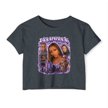 Load image into Gallery viewer, Festival Crop Top — Purple Photo Collage ‘Peyprian’ Graphic