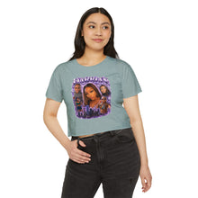 Load image into Gallery viewer, Festival Crop Top — Purple Photo Collage ‘Peyprian’ Graphic