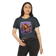 Load image into Gallery viewer, Festival Crop Top — Purple Photo Collage ‘Peyprian’ Graphic
