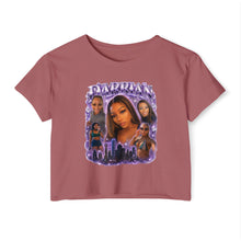 Load image into Gallery viewer, Festival Crop Top — Purple Photo Collage ‘Peyprian’ Graphic