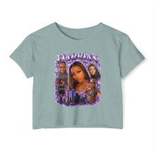 Load image into Gallery viewer, Festival Crop Top — Purple Photo Collage ‘Peyprian’ Graphic