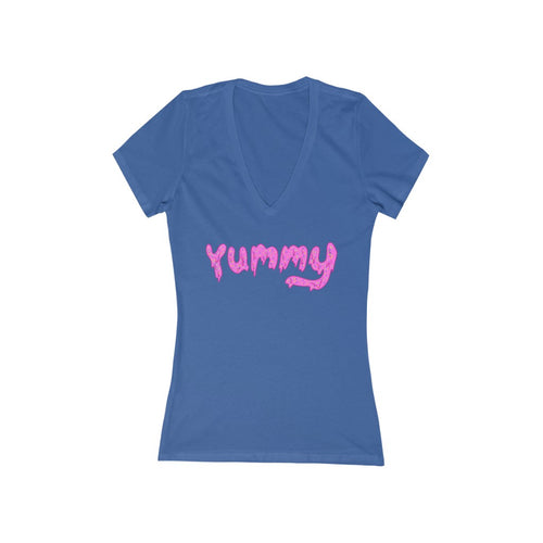 Yummy Women's Jersey Short Sleeve Deep V-Neck Tee