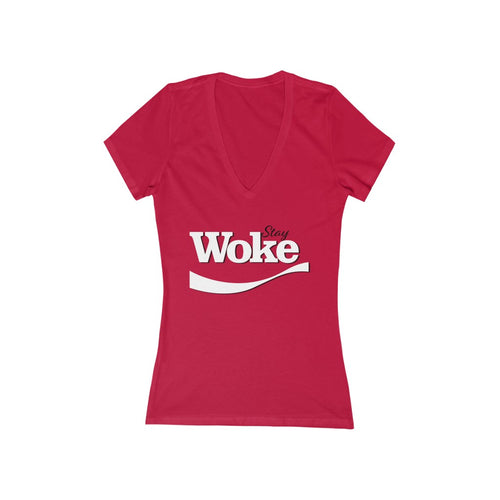 Woke Women's Jersey Short Sleeve Deep V-Neck Tee