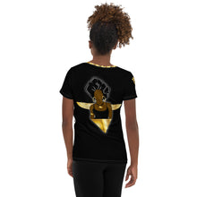 Load image into Gallery viewer, Black Power Female All-Over Print Women&#39;s Athletic T-shirt