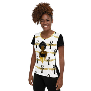 Black Power Female All-Over Print Women's Athletic T-shirt