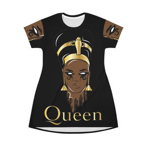 Black Queen All Over Print T-Shirt Dress