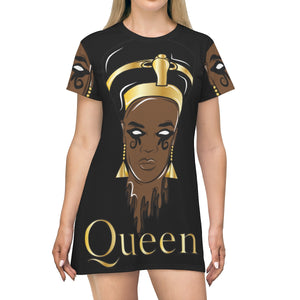 Black Queen All Over Print T-Shirt Dress