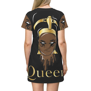 Black Queen All Over Print T-Shirt Dress